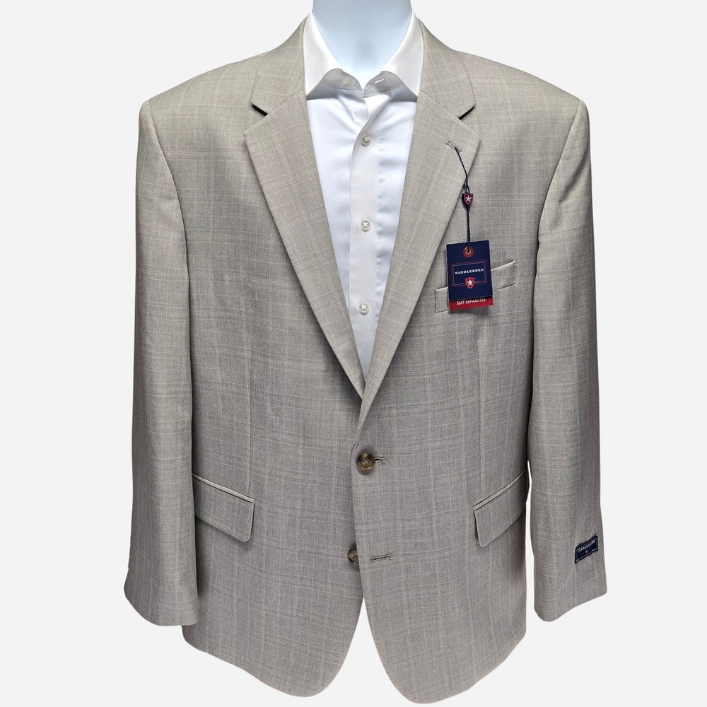 Saddlebred Mens 48 Regular Taupe Glen Plaid Suit Separate Blazer Jacket PZ10063